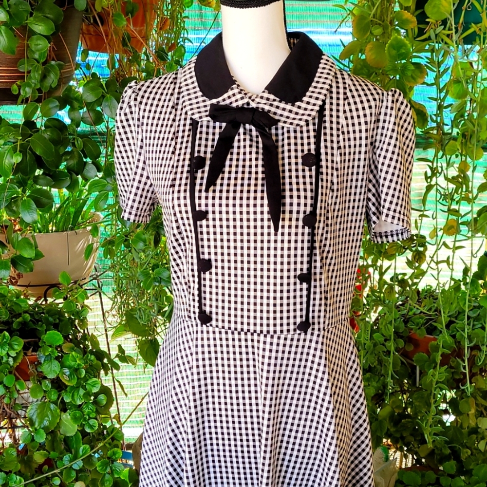 OXIULY Black & White Dress